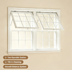 Energy Efficient Aluminium Awning Windows Double Operable Sash