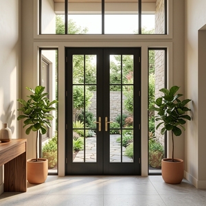Modern Aluminum French Doors Interior Aluminium Steel Framed Swing Glass Door Crittall Style