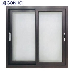 GONHO Waterproof Aluminum Storm Windows for Houses Gray Black Aluminum Sliding Window