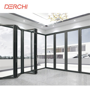 Exterior Fold Door Patio Thermal Insulation Break Aluminum Folding Door Balcony Accordion Glass