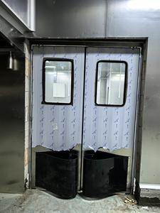 Double Swing Traffic Door Aluminum Frame Steel Door
