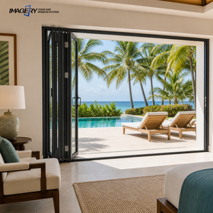 Imagery Weatherproof Aluminum Folding Door Multi Panel Thermal Insulation For Balcony Patio