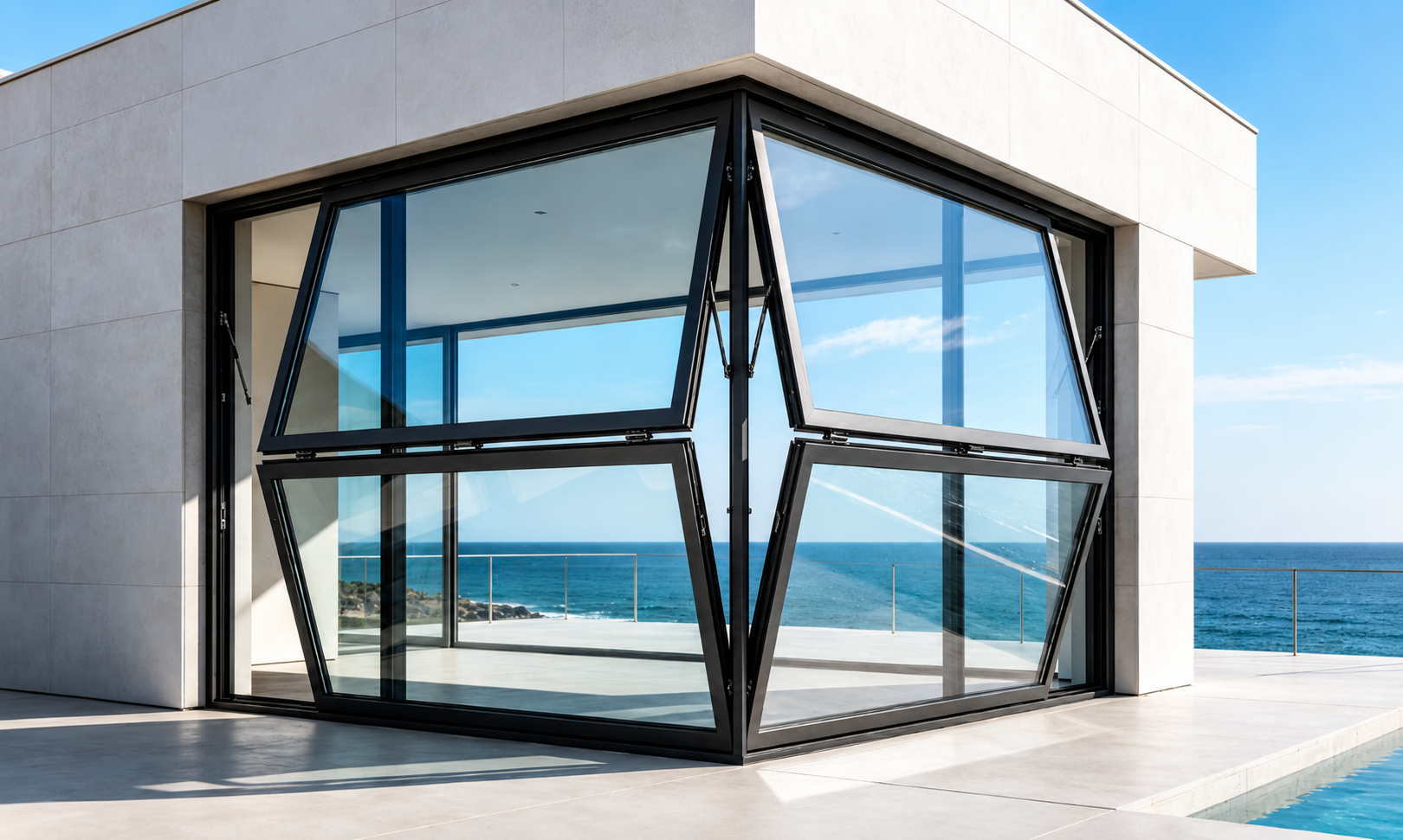Thermal Break Up-Folding Window for kitchen pass through