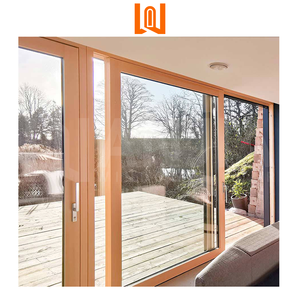 Heavy Duty Aluminum Clad Wood Hurricane Impact Glass Sliding Door
