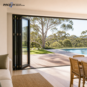 Custom Aluminum Folding Glass Door Tempered Glass Bi-Fold Opening For Balcony Terrace Patio