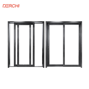DERCHI Modern Laminated Glass Narrow Slim Frame Sliding Aluminum Door