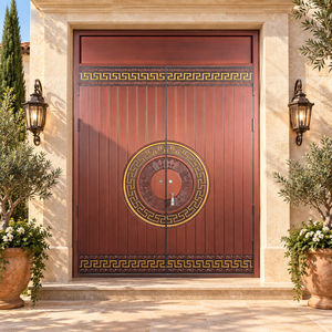 Custom Aluminum Alloy Villa Gate Double Glass Entry Door with Decorative Grille for European Mansion